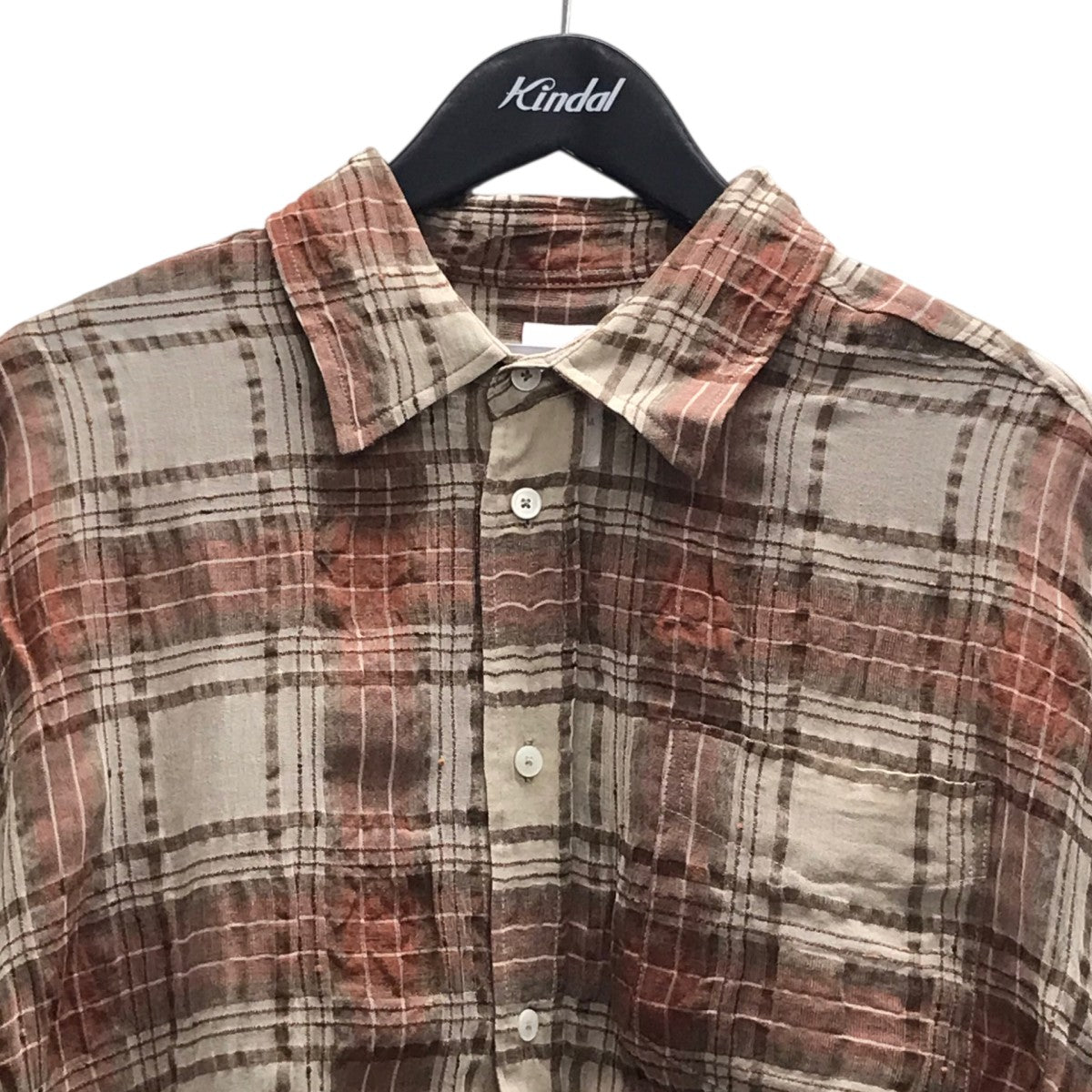 WIDE FIT ROOM SHIRT FADED RED CHECK 長袖チェックシャツ