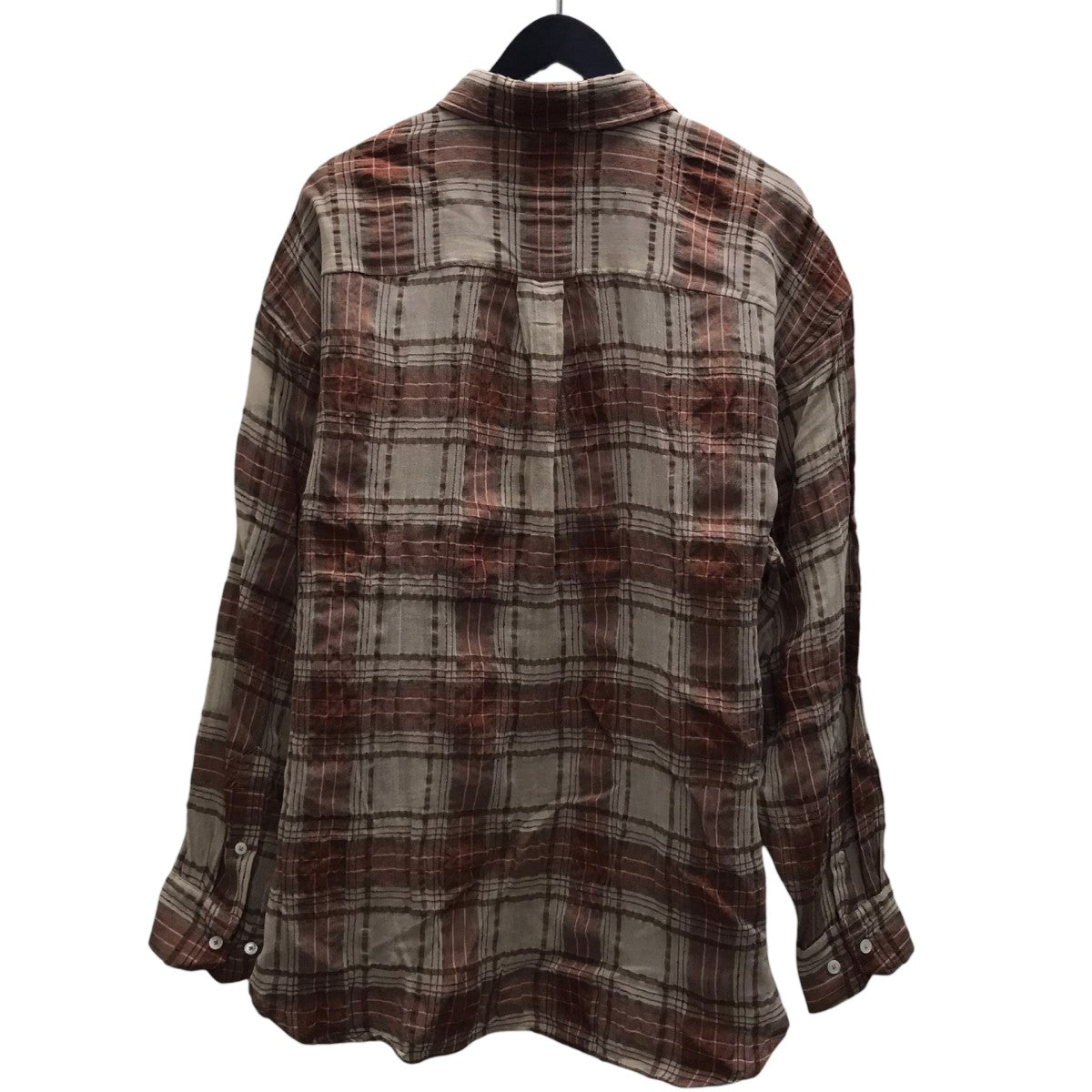 WIDE FIT ROOM SHIRT FADED RED CHECK 長袖チェックシャツ