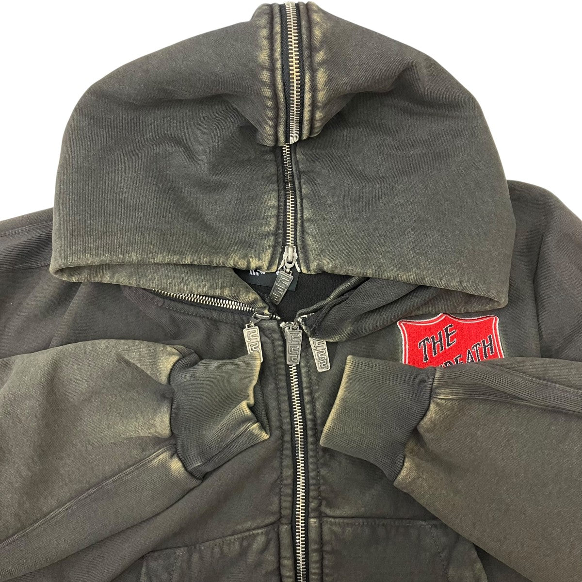 RRR123 ANTI DEATH ROSE ZIP HOODIE WASHED BLACK アンチ デスローズジップパーカー 古着・中古-5枚目のアイテム画像
