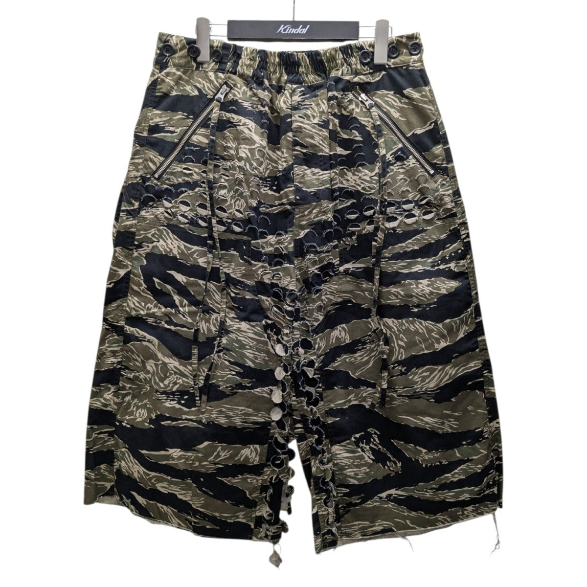 25SS Parallel laser Cut odd length pants カモフラクロップドパンツ