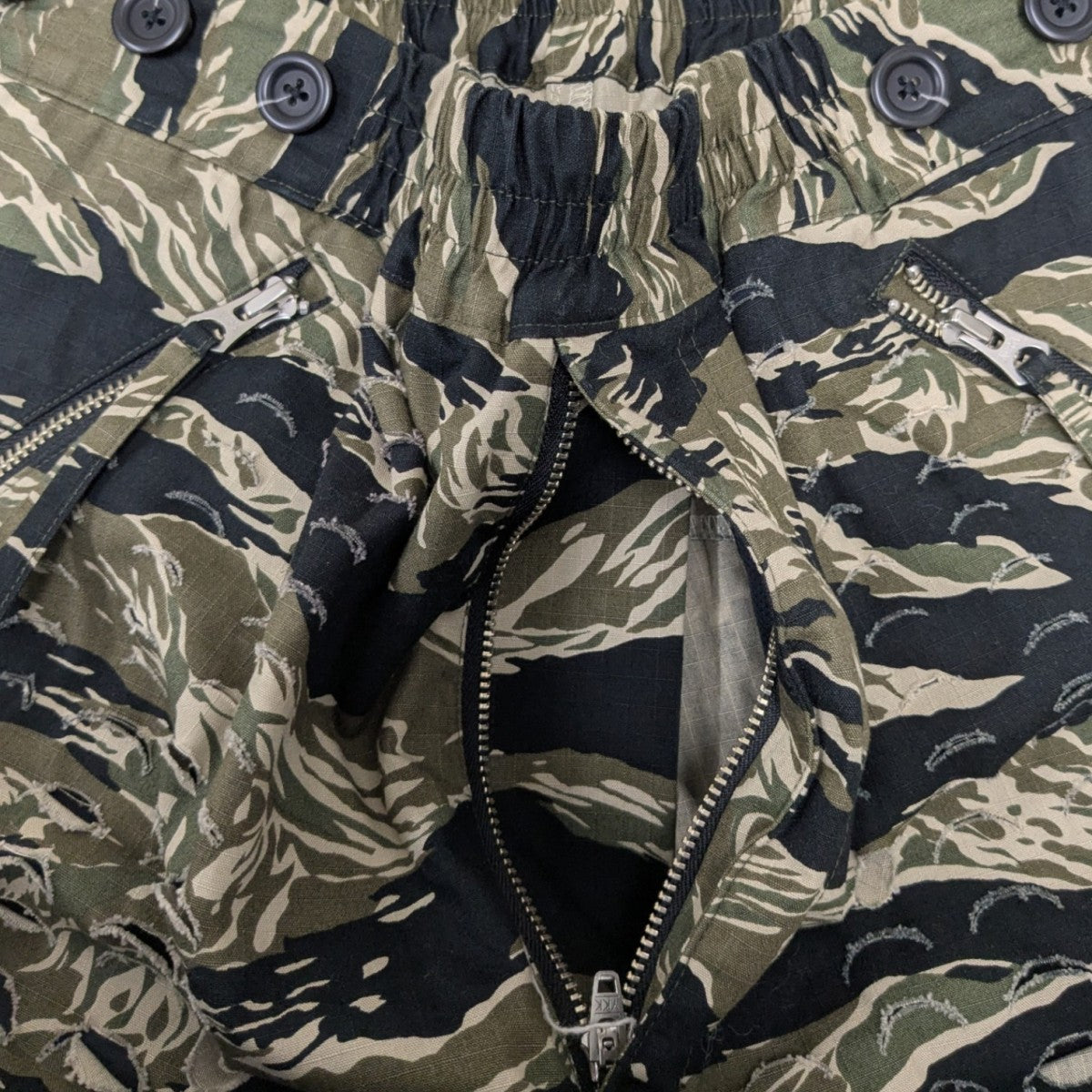 25SS Parallel laser Cut odd length pants カモフラクロップドパンツ