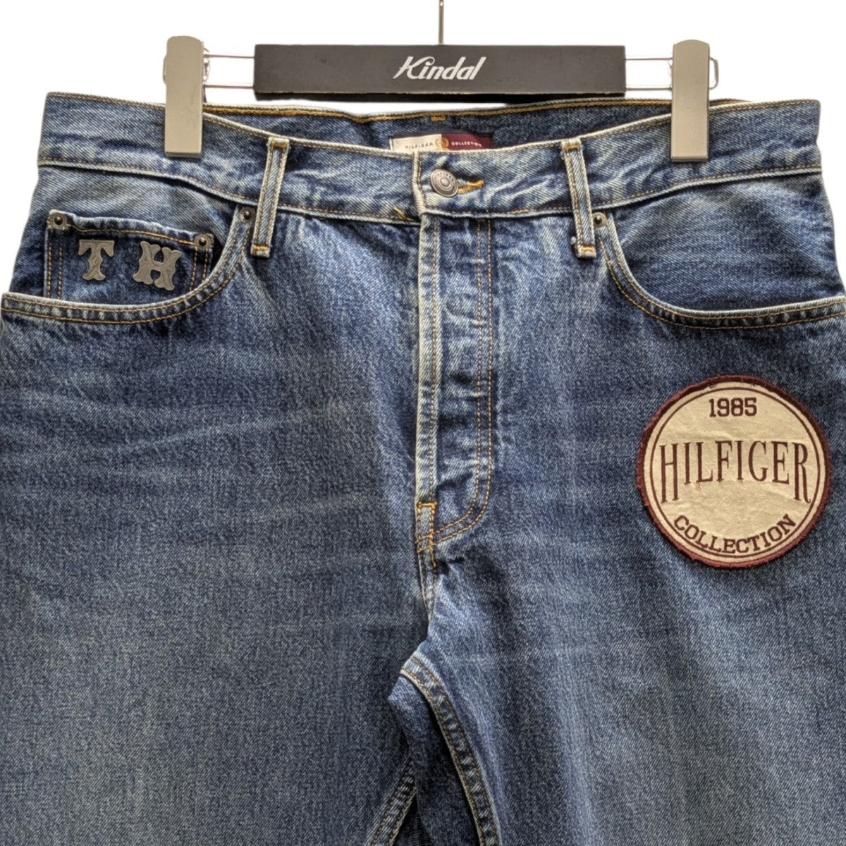 パッチクロップドデニムパンツ