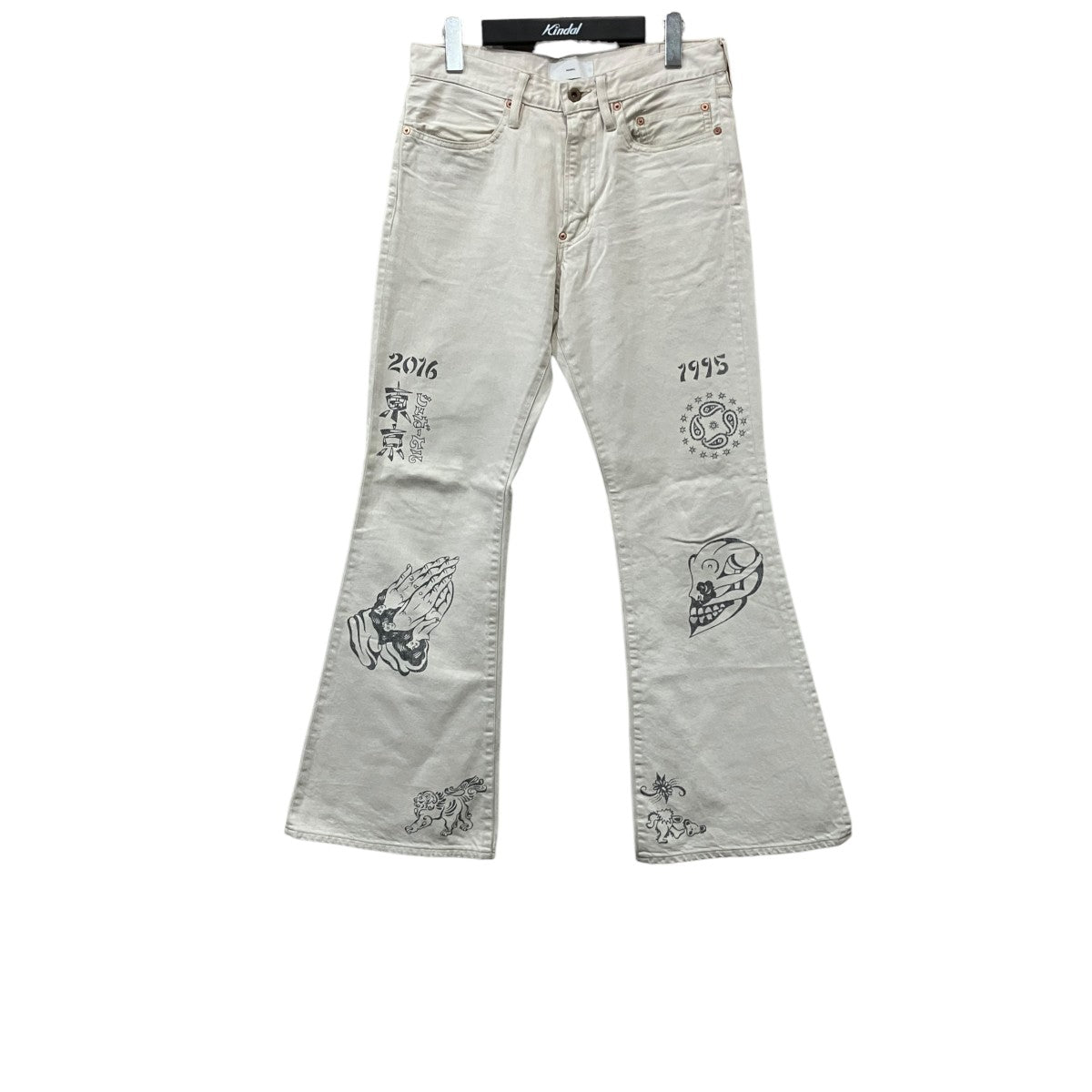 TATTOO FLASH PRINT MODERN DENIM FLARED CUT