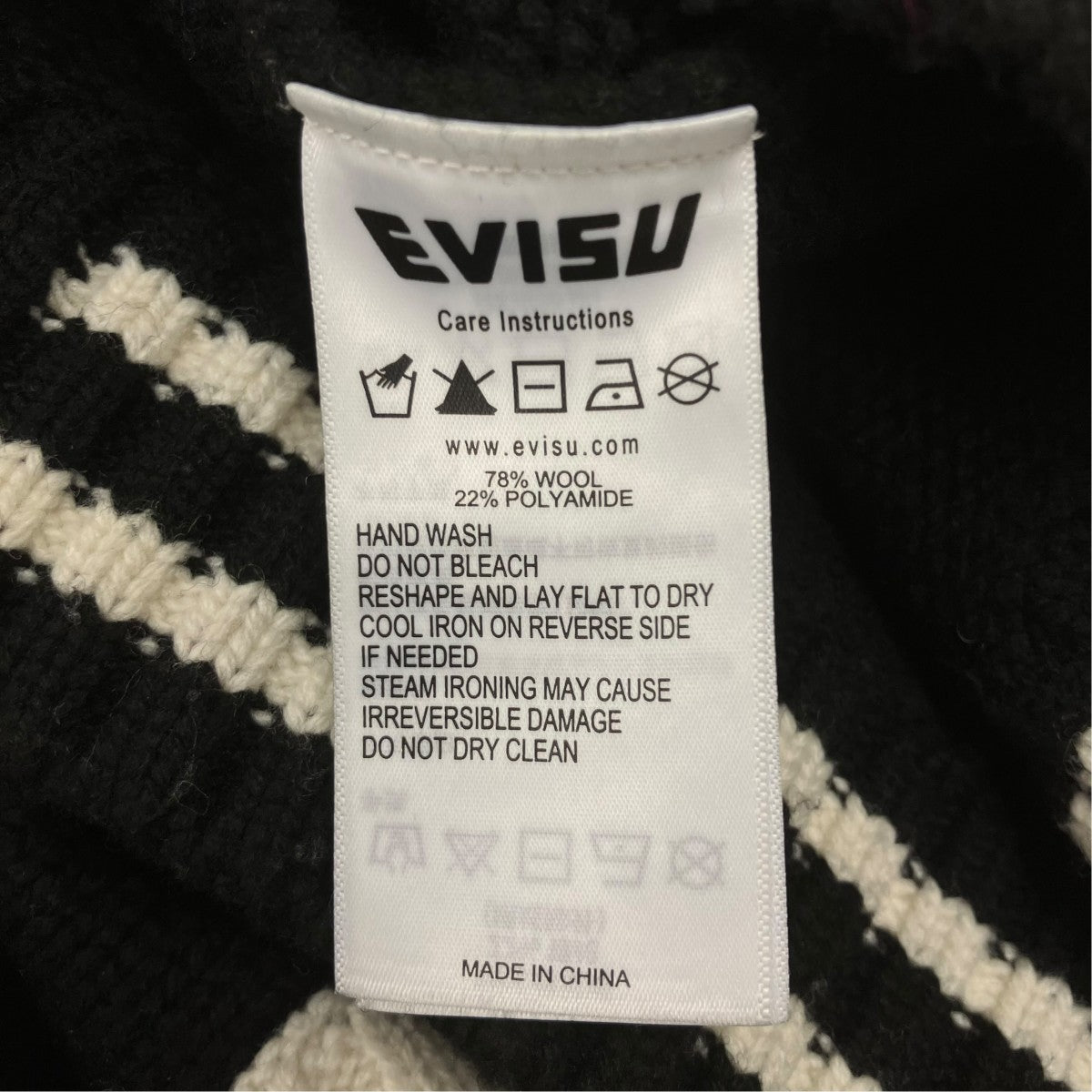 EVISU へのへのもへじ仏頭編み込みニット リラックスフィット カーディガン 古着・中古-5枚目のアイテム画像
