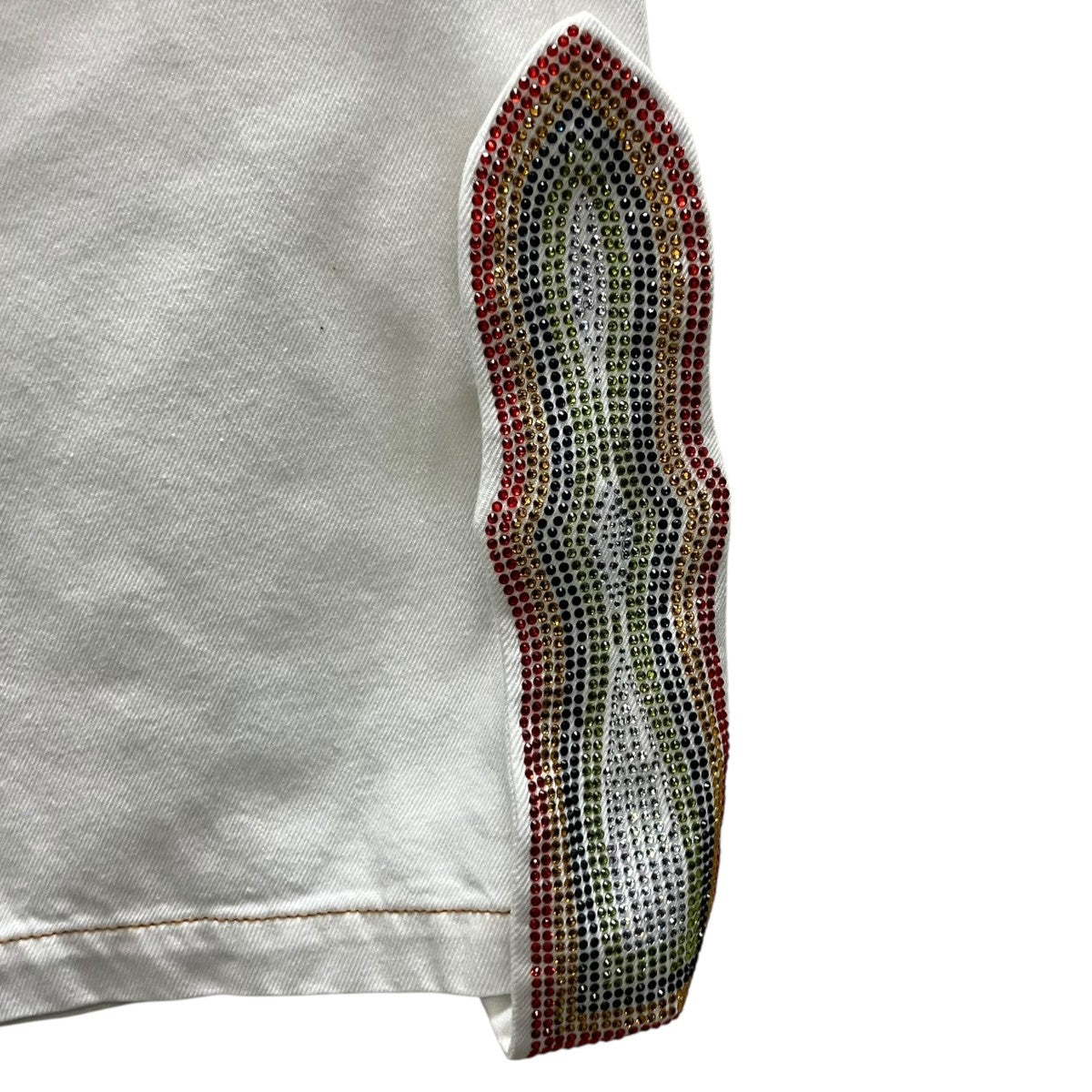 RHINESTONED TONGUE BAGGY DENIM SHORTS ラインストーンバギーデニムショーツ