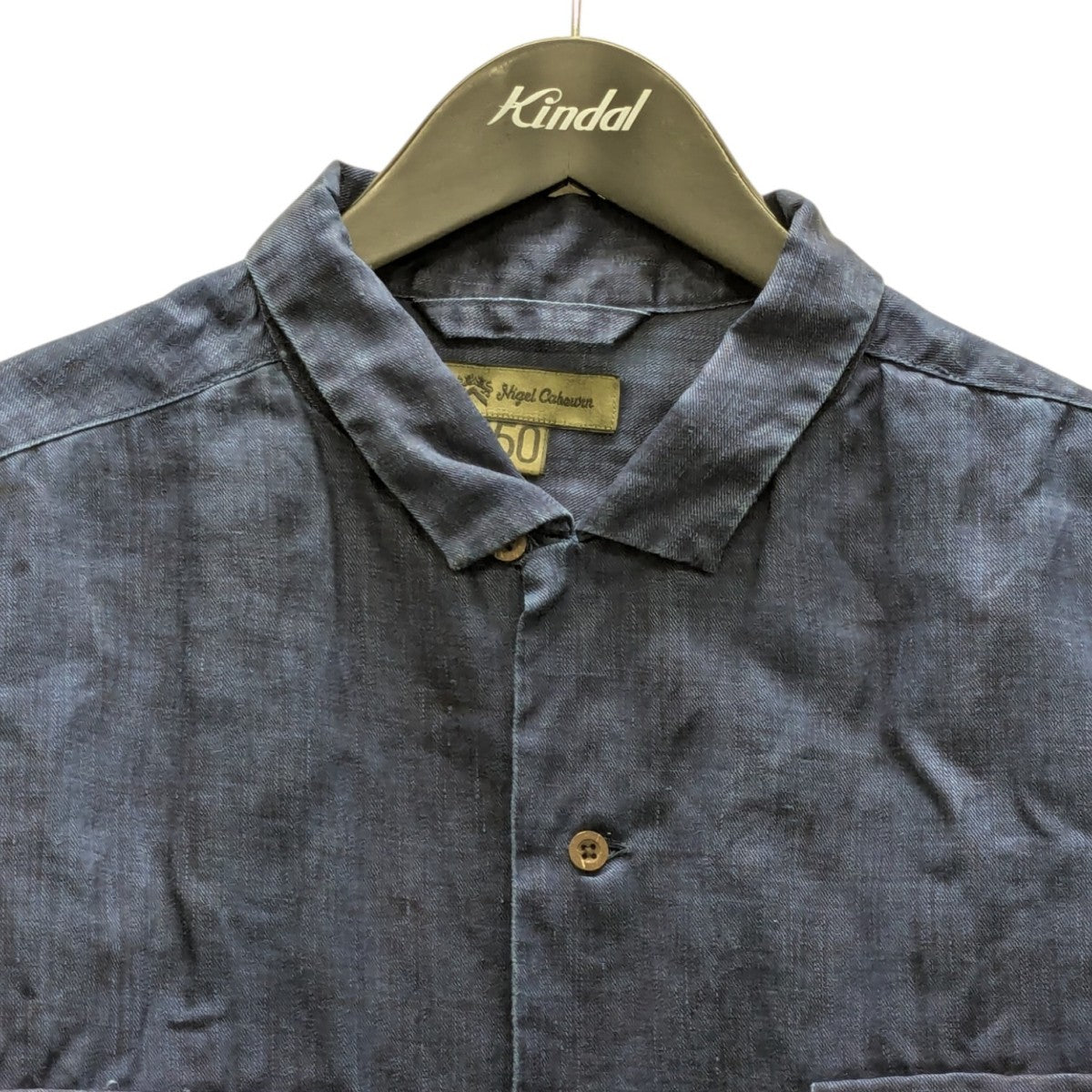 OPEN COLLAR SHIRT LINEN INDIGO リネンオープンカラーシャツ