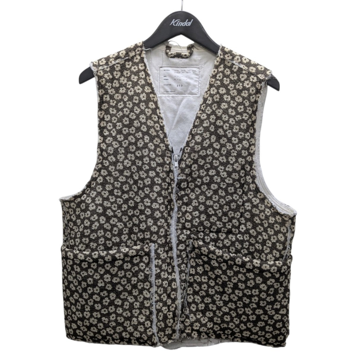 25SSLINER VEST FLOWER PRINT STRETCH SHEER SUCKERフラワープリントジップベスト