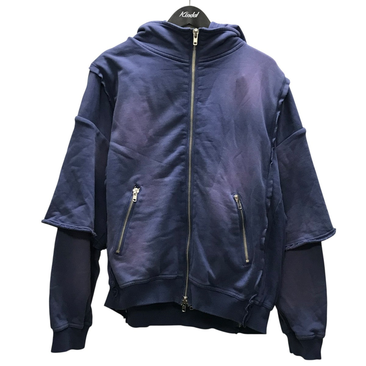 LAYERED ZIP HOODIE デザインジップパーカー