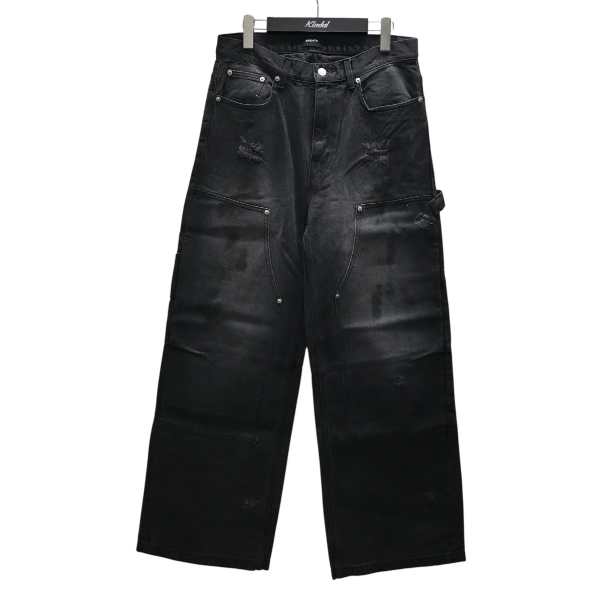 COATING DOUBLE KNEE DENIM PANTS ワイドデニムパンツ