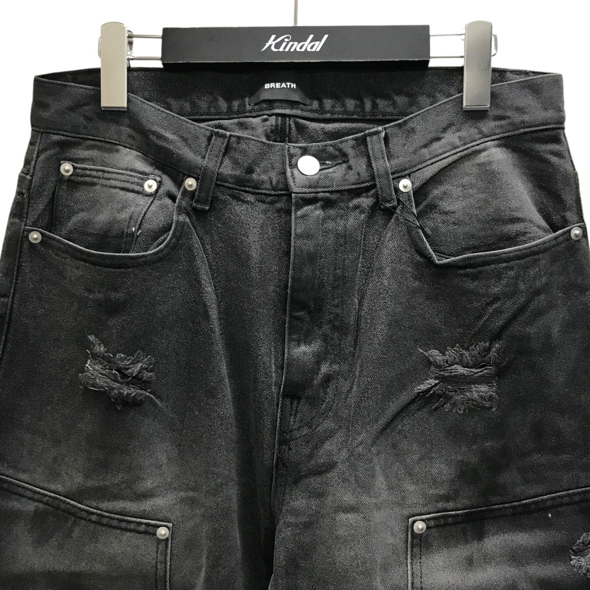 COATING DOUBLE KNEE DENIM PANTS ワイドデニムパンツ