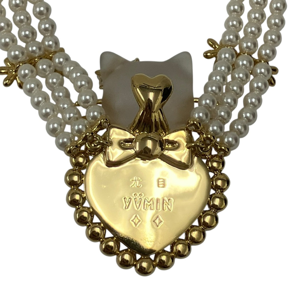 KITTEN HEART SHAPED PEARL NECKLACEネックレス