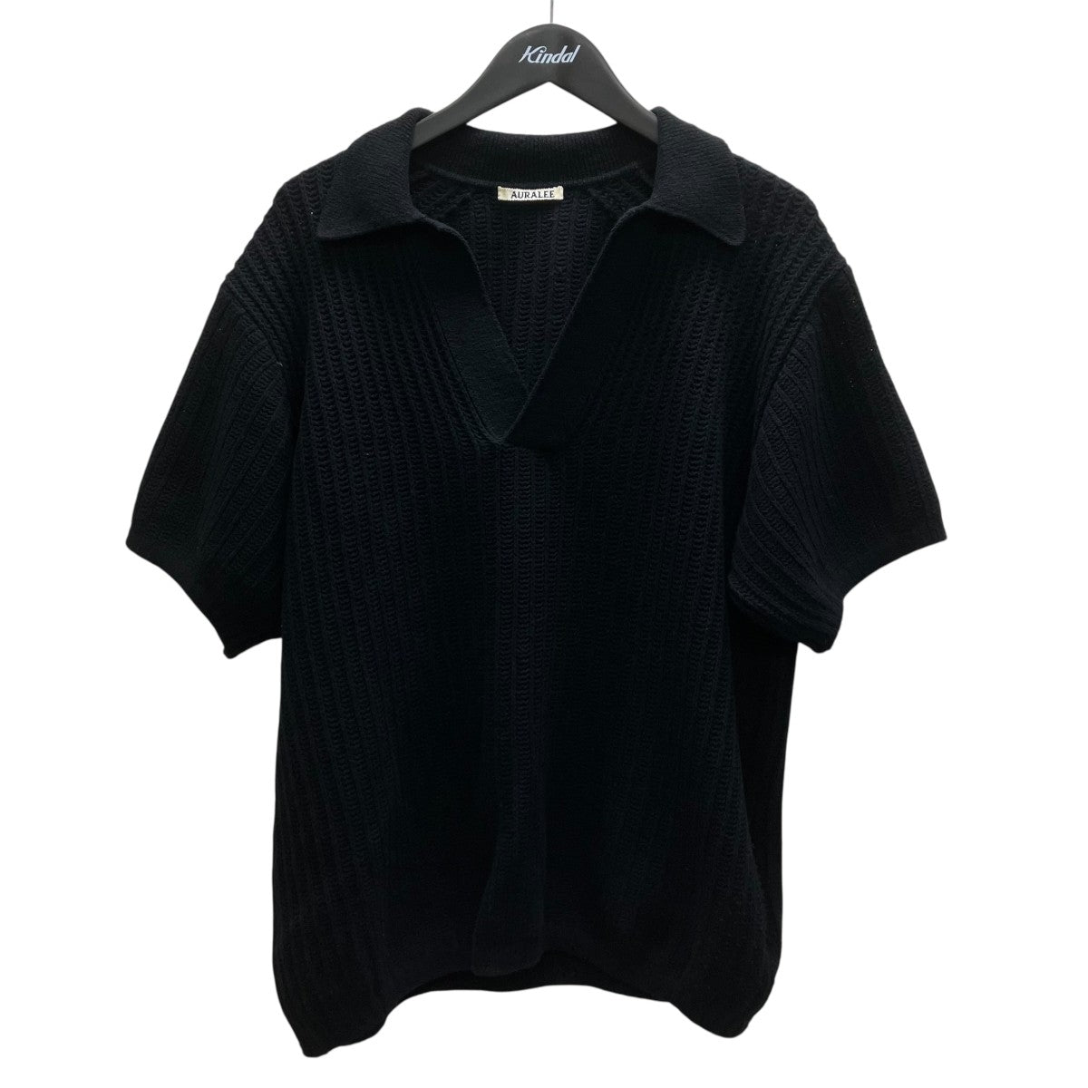 BRUSHED COTTON WOOL RIB KNIT SKIPPER POLO スキッパーニットポロシャツ