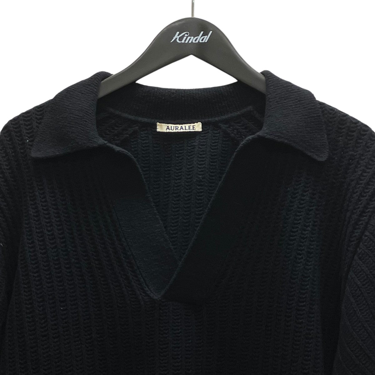 BRUSHED COTTON WOOL RIB KNIT SKIPPER POLO スキッパーニットポロシャツ