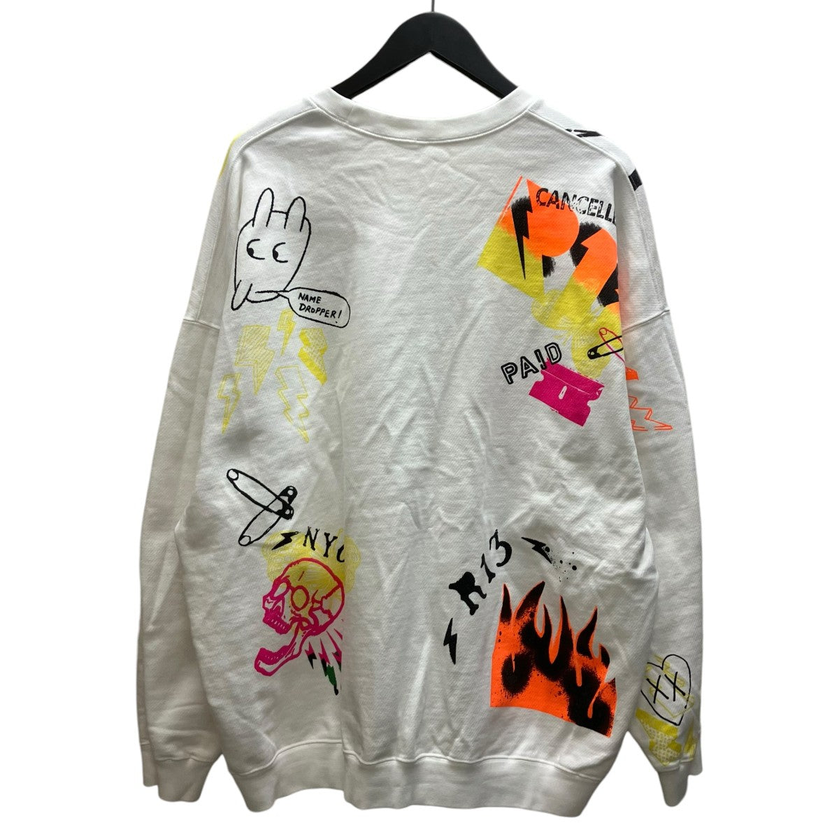 R13 GRAFFITI OVERSIZED CREWNECK グラフィックスウェット 古着・中古-3枚目のアイテム画像