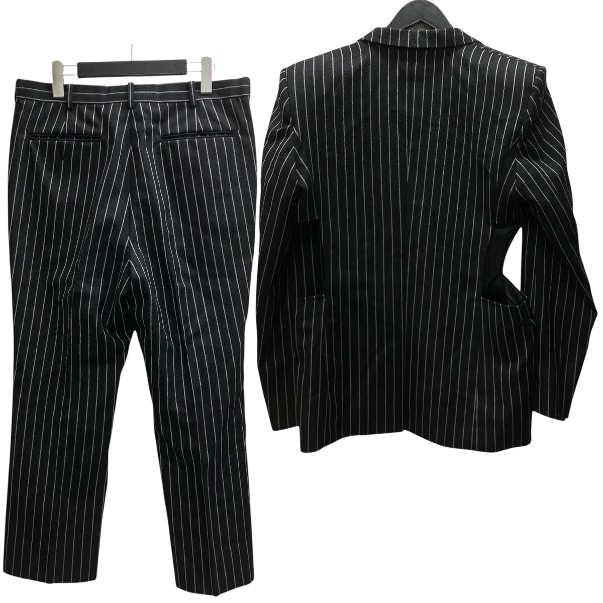 JOHN LAWRENCE SULLIVAN STRIPED WOOL HOLLOWEDOUT JACKET ストライプセットアップスーツ 古着・中古-2枚目のアイテム画像