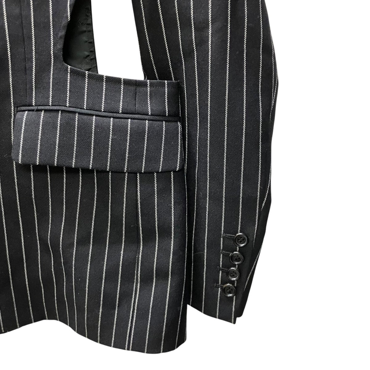 JOHN LAWRENCE SULLIVAN STRIPED WOOL HOLLOWEDOUT JACKET ストライプセットアップスーツ 古着・中古-4枚目のアイテム画像