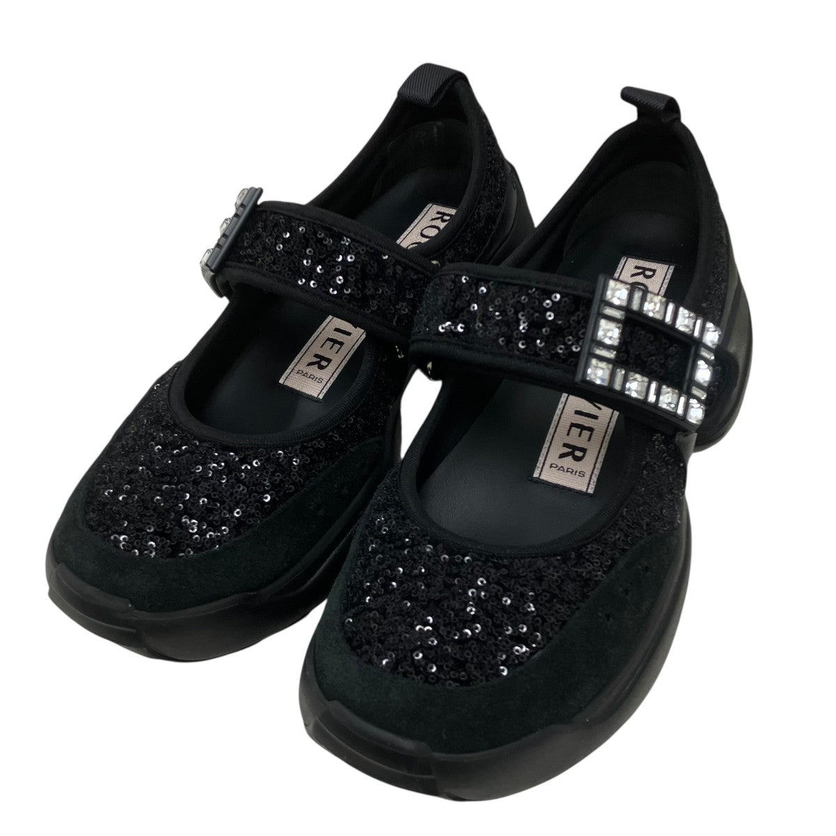 Roger Vivier ヴィヴ オン ザ ラン スパンコール ストラップ バレリーナ 古着・中古-1枚目のアイテム画像