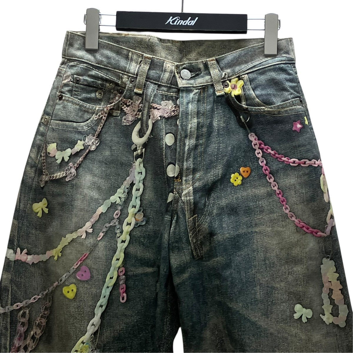 ACNE STUDIOS トロンプルイユキーチェーンプリントバギージーンズ 古着・中古-2枚目のアイテム画像