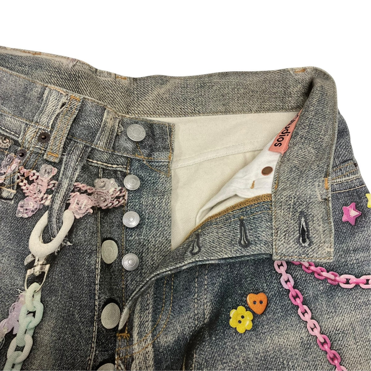 ACNE STUDIOS トロンプルイユキーチェーンプリントバギージーンズ 古着・中古-3枚目のアイテム画像