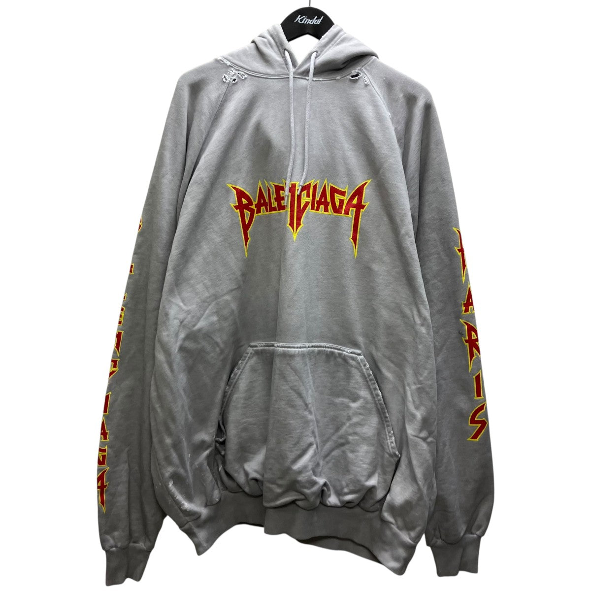 Metal Hoodie Oversized in black me プリントパーカー