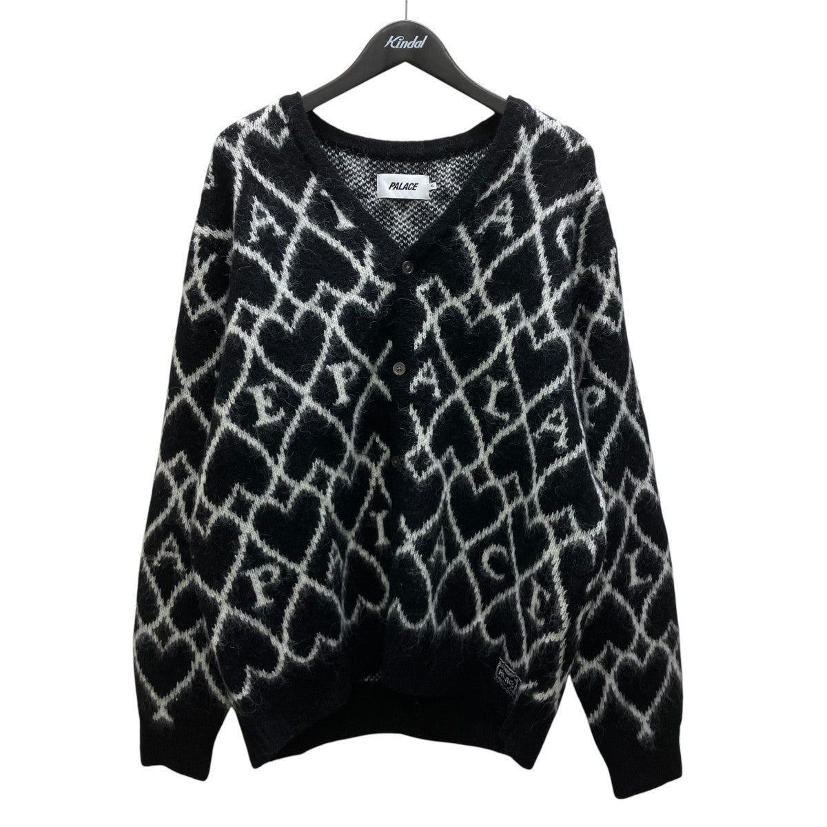 PALACE 25AWHAIRY HEART KNITカーディガン 古着・中古-1枚目のアイテム画像