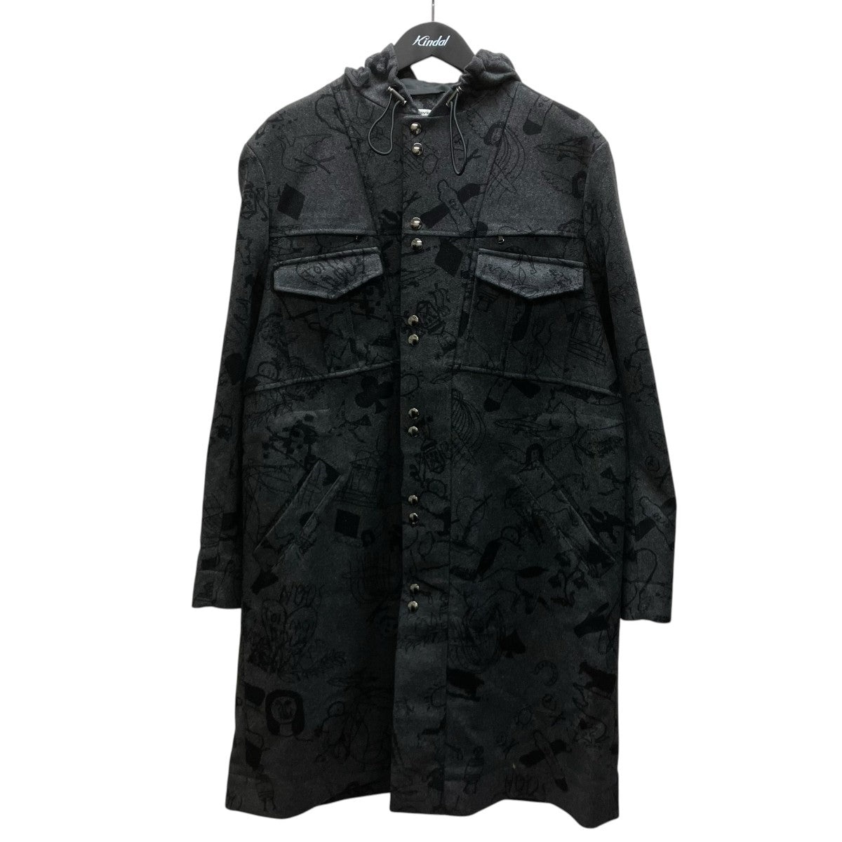 CARVEN 総柄ウールコート 古着・中古-1枚目のアイテム画像