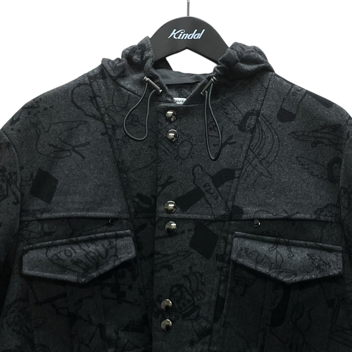 CARVEN 総柄ウールコート 古着・中古-2枚目のアイテム画像