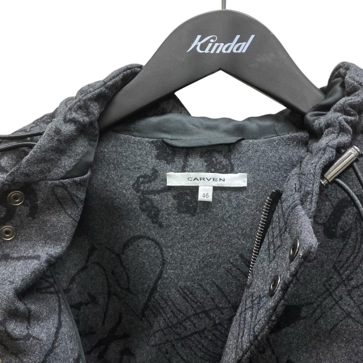 CARVEN 総柄ウールコート 古着・中古-3枚目のアイテム画像