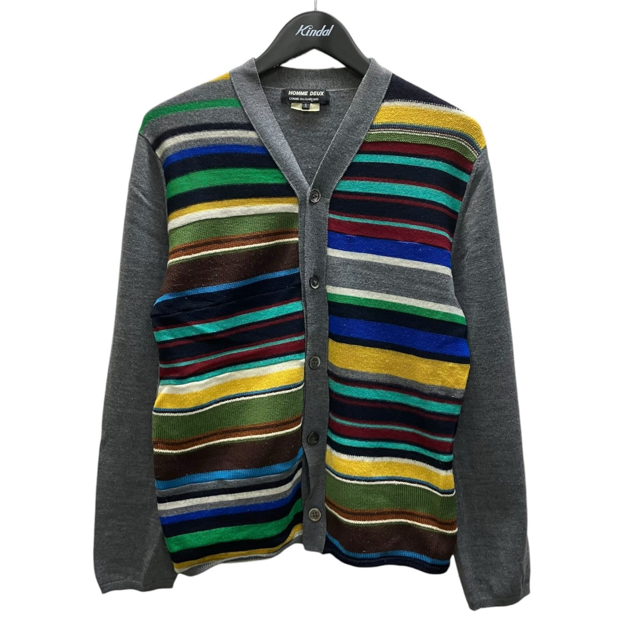 COMME des GARCONS HOMME DEUX ウールアクリルボーダーカーディガン 古着・中古-1枚目のアイテム画像