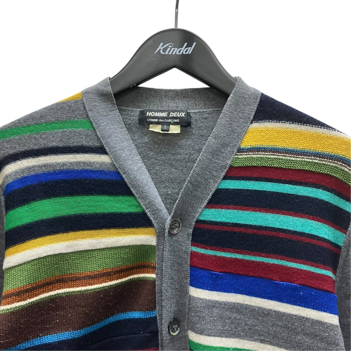 COMME des GARCONS HOMME DEUX ウールアクリルボーダーカーディガン 古着・中古-2枚目のアイテム画像