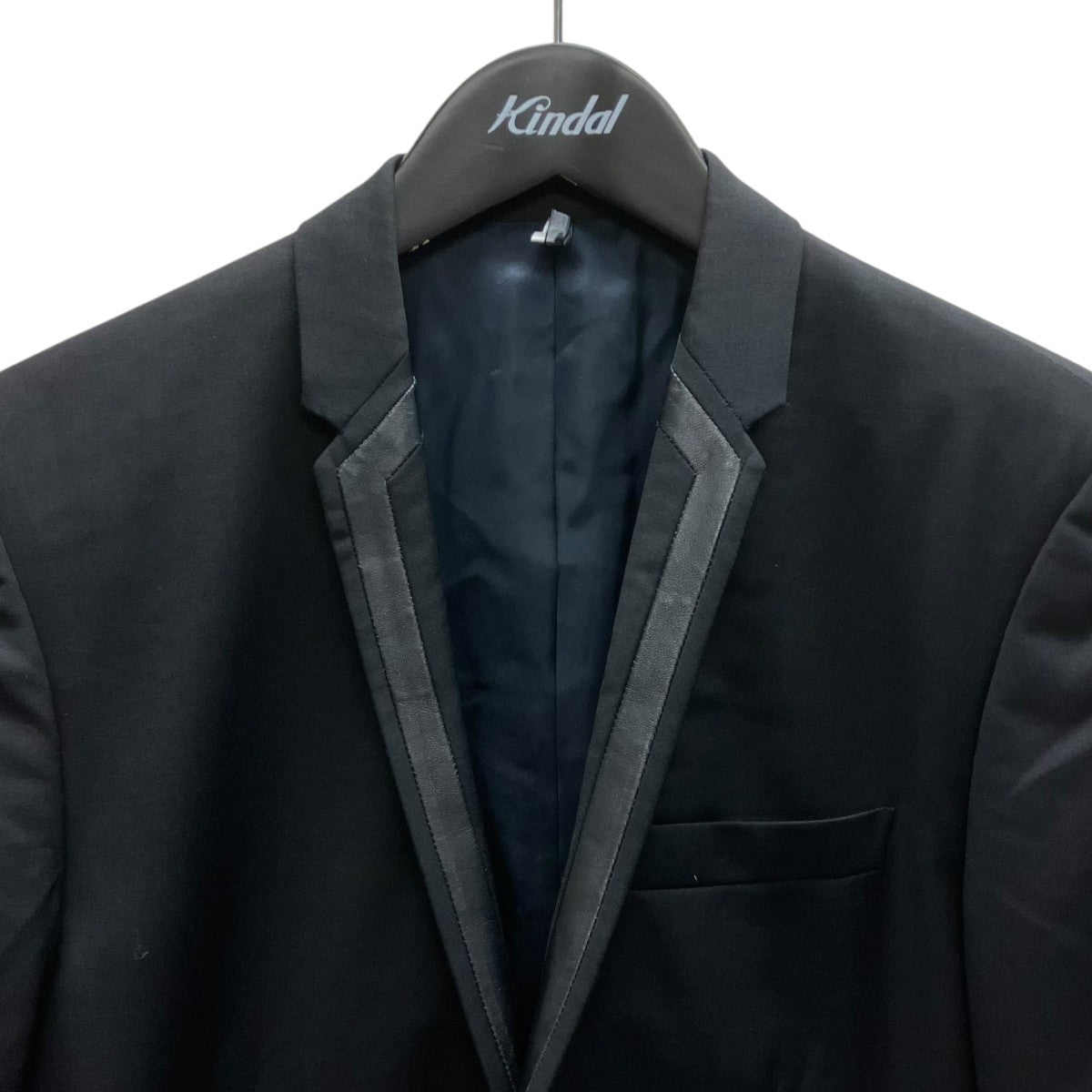 Dior Homme レザーナローラペルテーラードジャケット 古着・中古-2枚目のアイテム画像