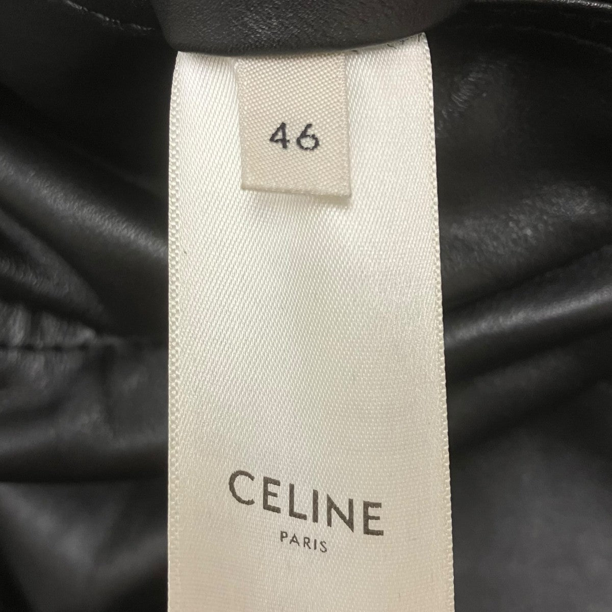 CELINE ブロックチェックレザーライダースジャケット 古着・中古-6枚目のアイテム画像