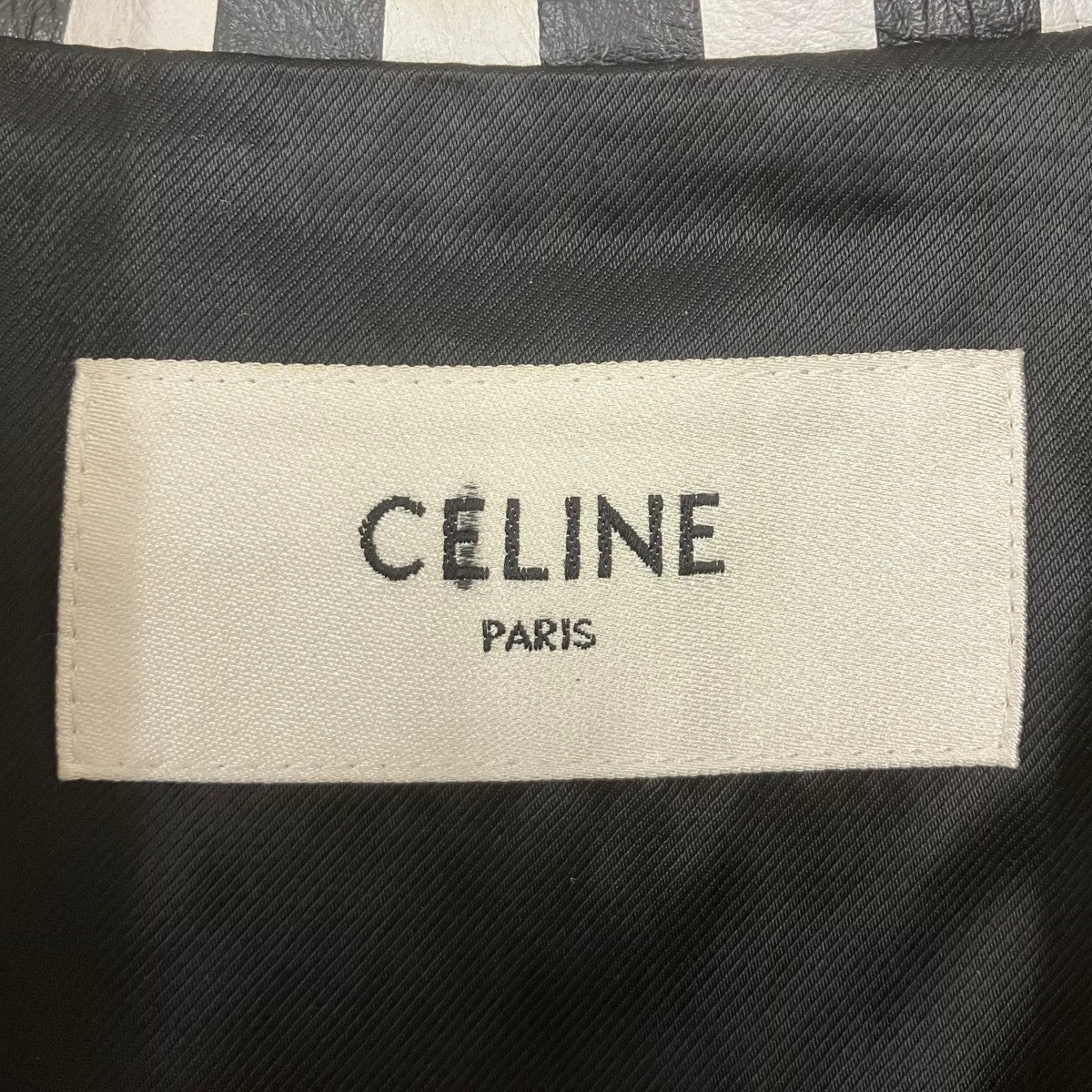 CELINE ブロックチェックレザーライダースジャケット 古着・中古-8枚目のアイテム画像