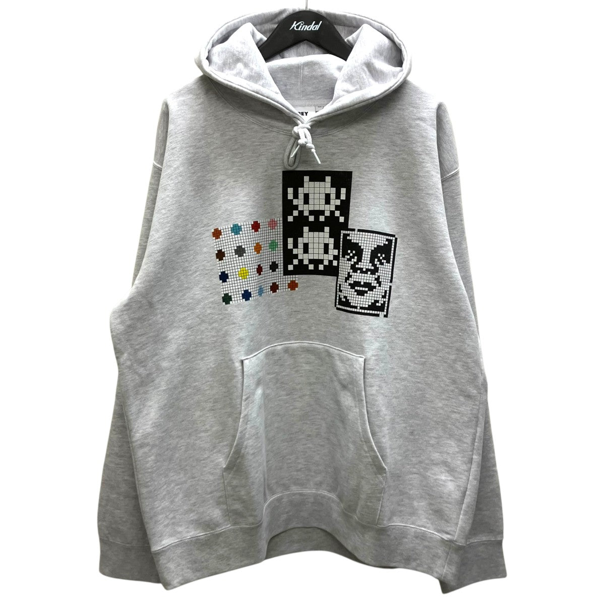 OBEY 「TRIPLE TROUBLE OBEY INVADER HOODIE - HEATHER GREY MULTI」プルオーバーパーカー112844562M 古着・中古-1枚目のアイテム画像