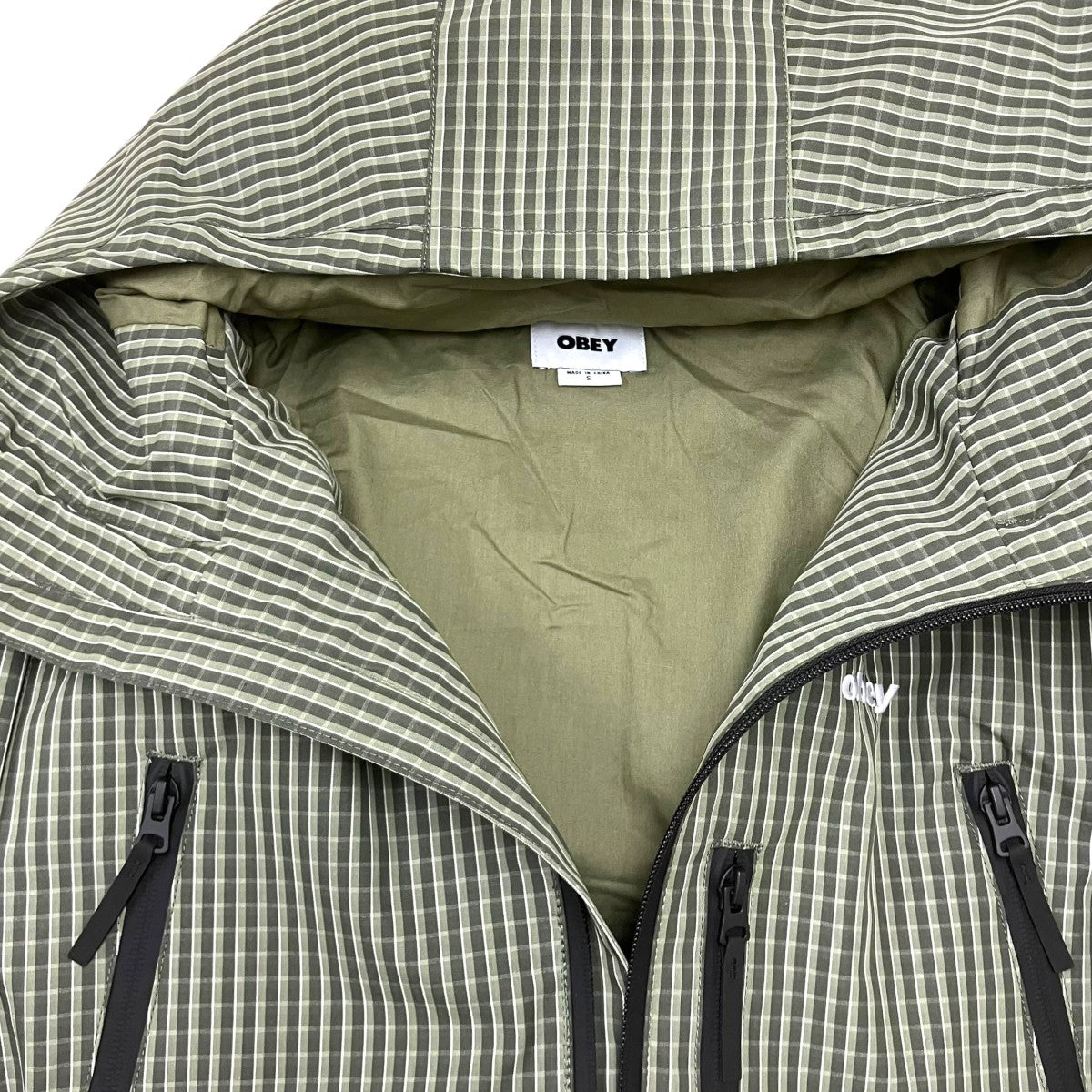 OBEY OBSIDIAN JACKETｺｯﾄﾝﾅｲﾛﾝｼﾞｬｹｯﾄ 古着・中古-4枚目のアイテム画像