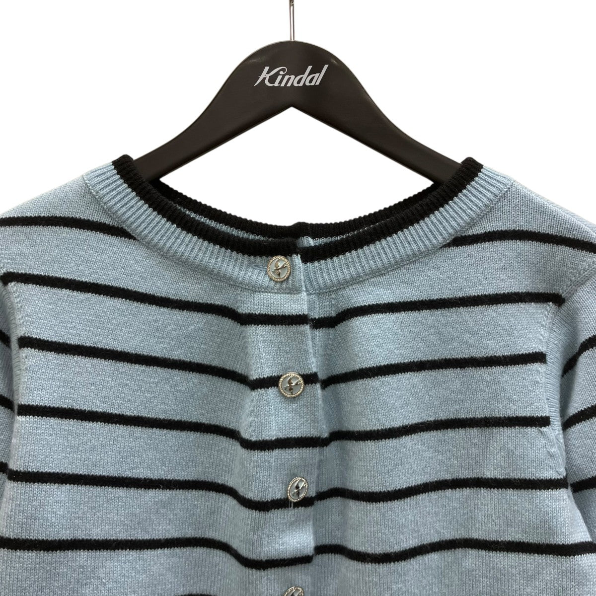 CHANEL 25SS カシミヤボーダーカーディガン 古着・中古-2枚目のアイテム画像