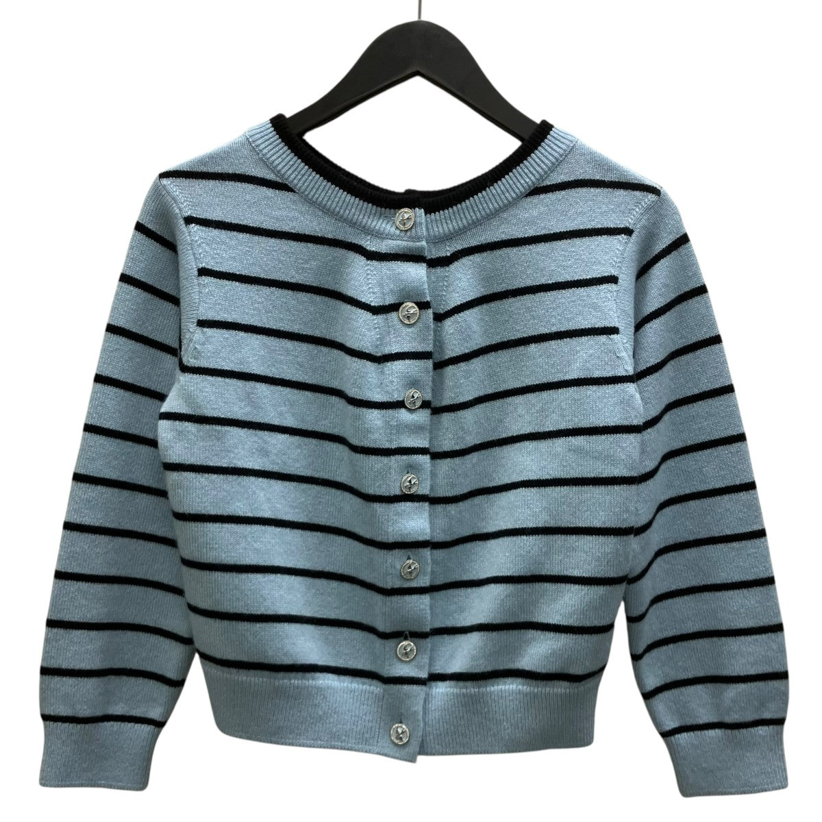 CHANEL 25SS カシミヤボーダーカーディガン 古着・中古-4枚目のアイテム画像
