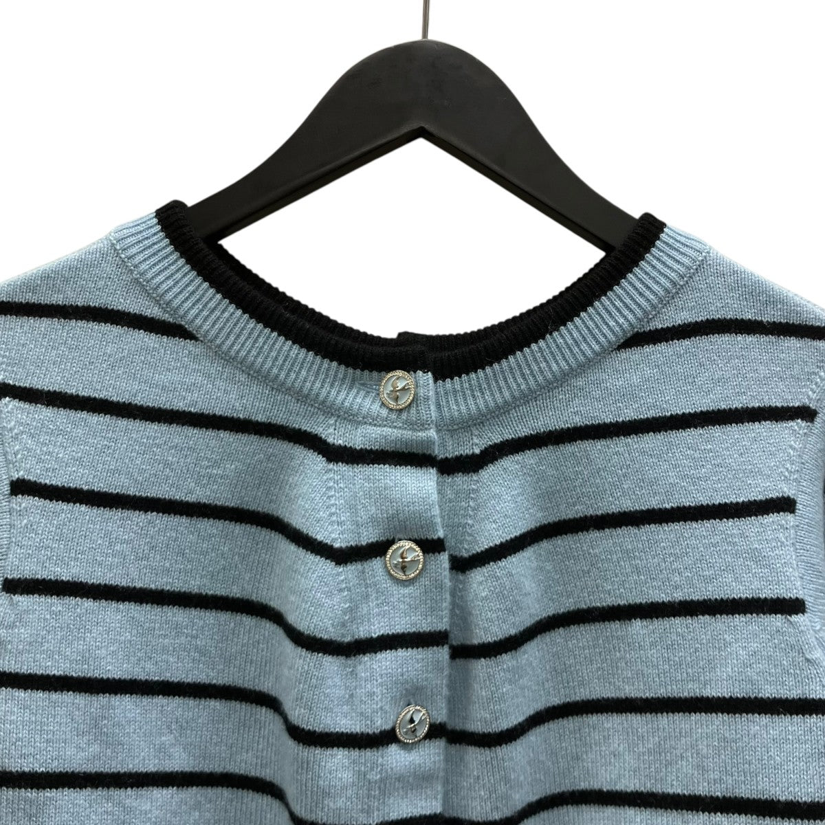 CHANEL 25SS カシミヤボーダーカーディガン 古着・中古-5枚目のアイテム画像