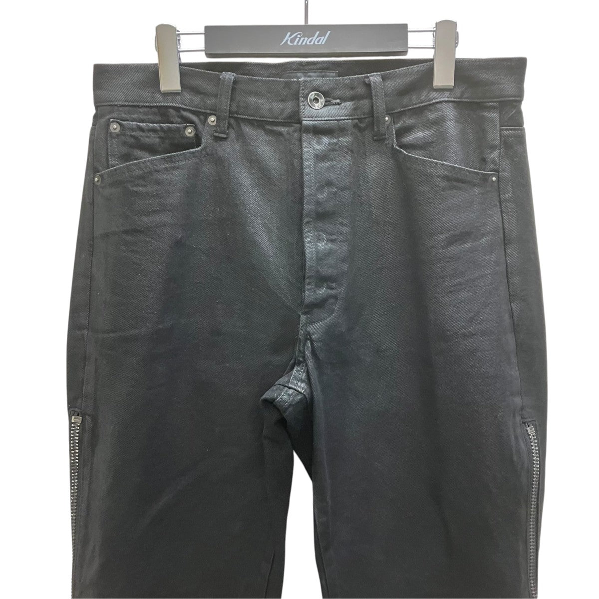 NO MASS PROD． ワックスコーティングサイドジップデニムパンツ 古着・中古-3枚目のアイテム画像
