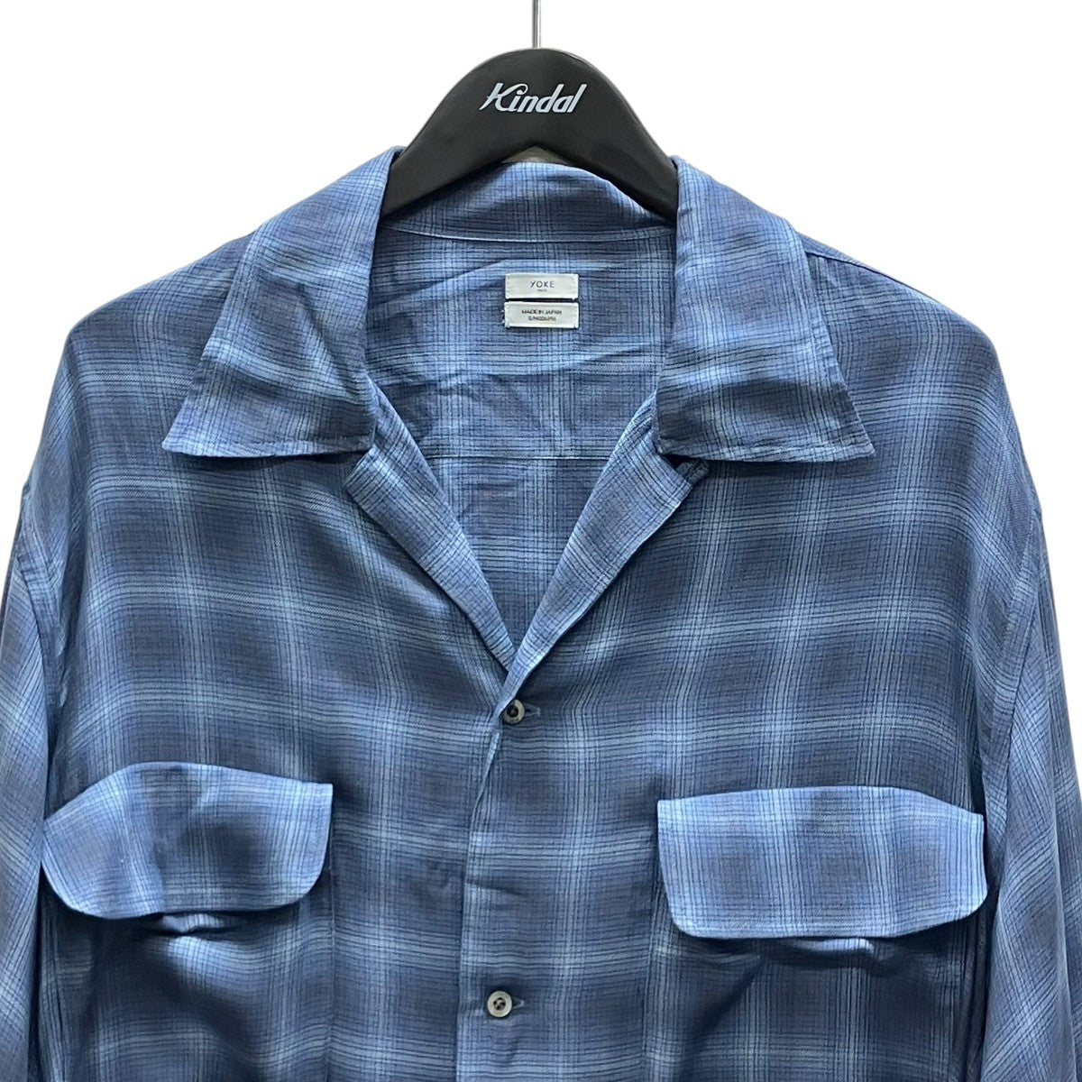 YOKE 26AW Modal Plaid Open Collar Shirt オープンカラーチェックシャツ 古着・中古-2枚目のアイテム画像
