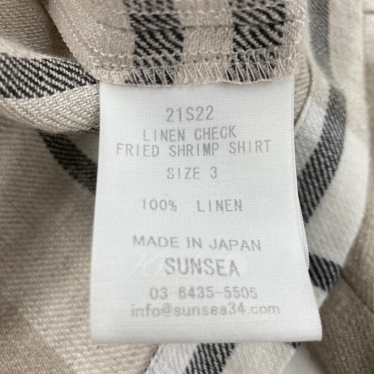 SUNSEA(サンシー) 2021SS 「Linen Check Fried Shrimp Shirt ...