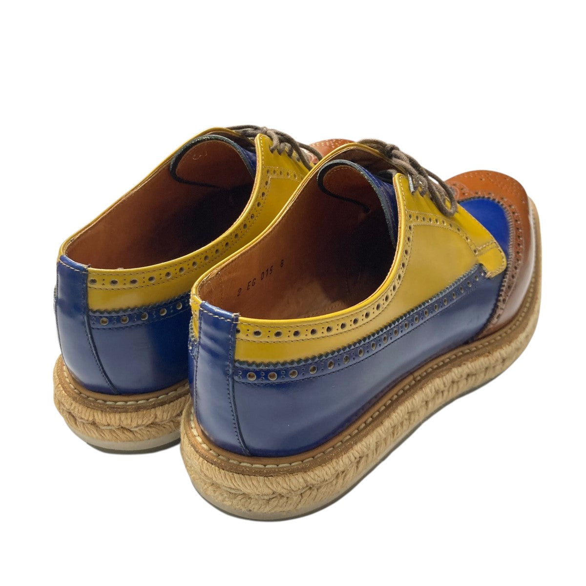 PRADA エスパドリーユﾚｰｽｱｯﾌﾟダービーシューズ厚底ウィングチップシューズ2EG015 古着・中古-2枚目のアイテム画像