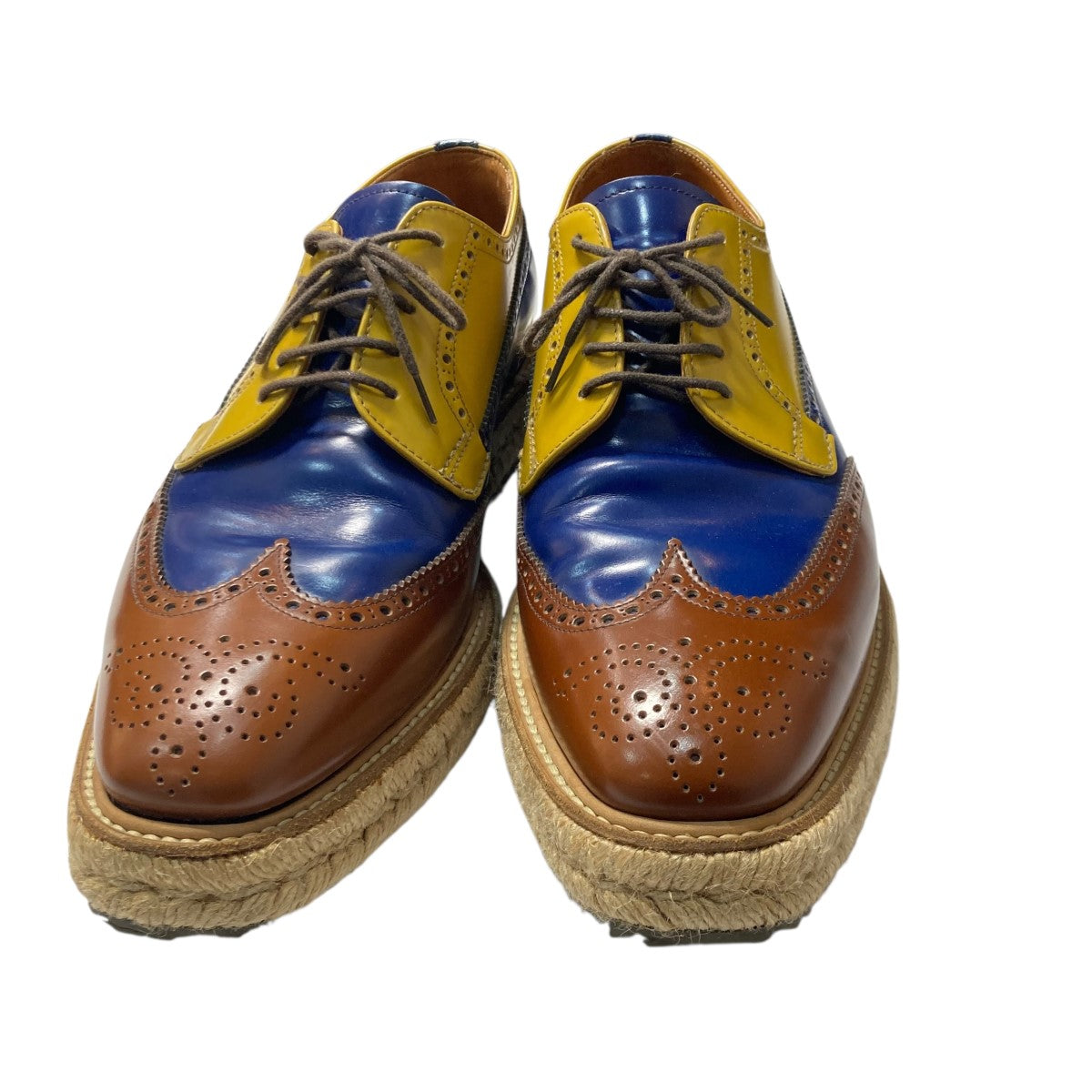 PRADA エスパドリーユﾚｰｽｱｯﾌﾟダービーシューズ厚底ウィングチップシューズ2EG015 古着・中古-3枚目のアイテム画像