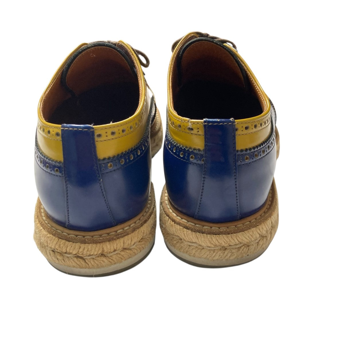 PRADA エスパドリーユﾚｰｽｱｯﾌﾟダービーシューズ厚底ウィングチップシューズ2EG015 古着・中古-4枚目のアイテム画像