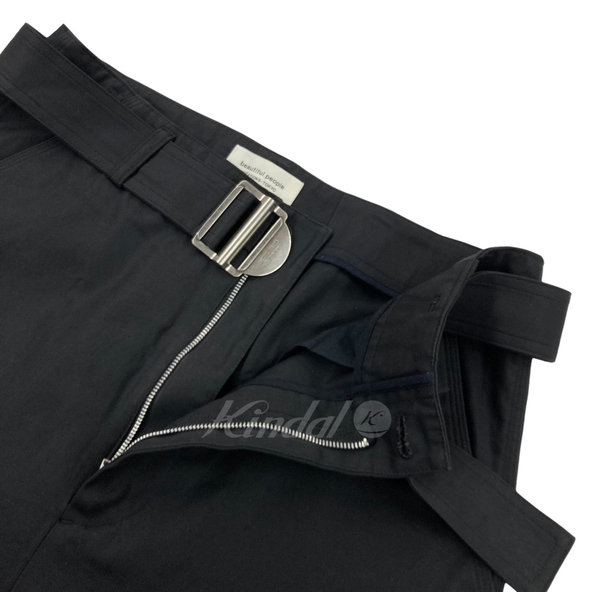 beautiful people(ビューティフルピープル) 「cotton gabardine belted pants」 ベルテッドスラックス  1315105009 ブラック サイズ 14｜【公式】カインドオルオンライン ブランド古着・中古通販【kindal】