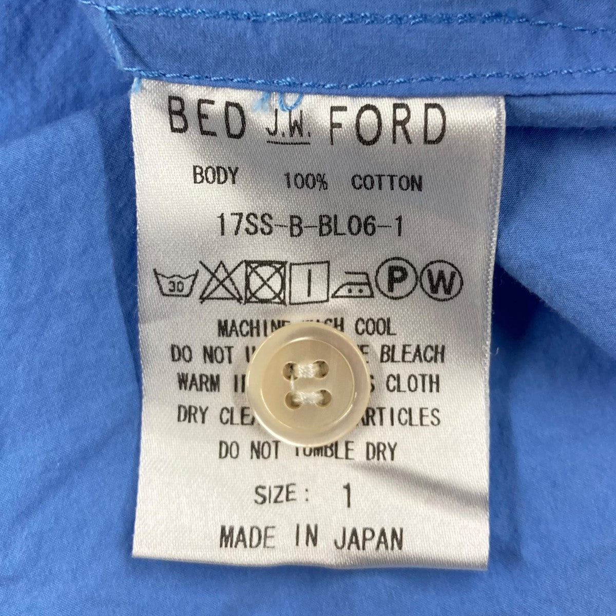 BED J．W． FORD(ベッドフォード) 17SSOpen Collar Shirtオープンカラーシャツ17SS B BL06 1 17SS B  BL06 1 スカイブルー サイズ S｜【公式】カインドオルオンライン ブランド古着・中古通販【kindal】