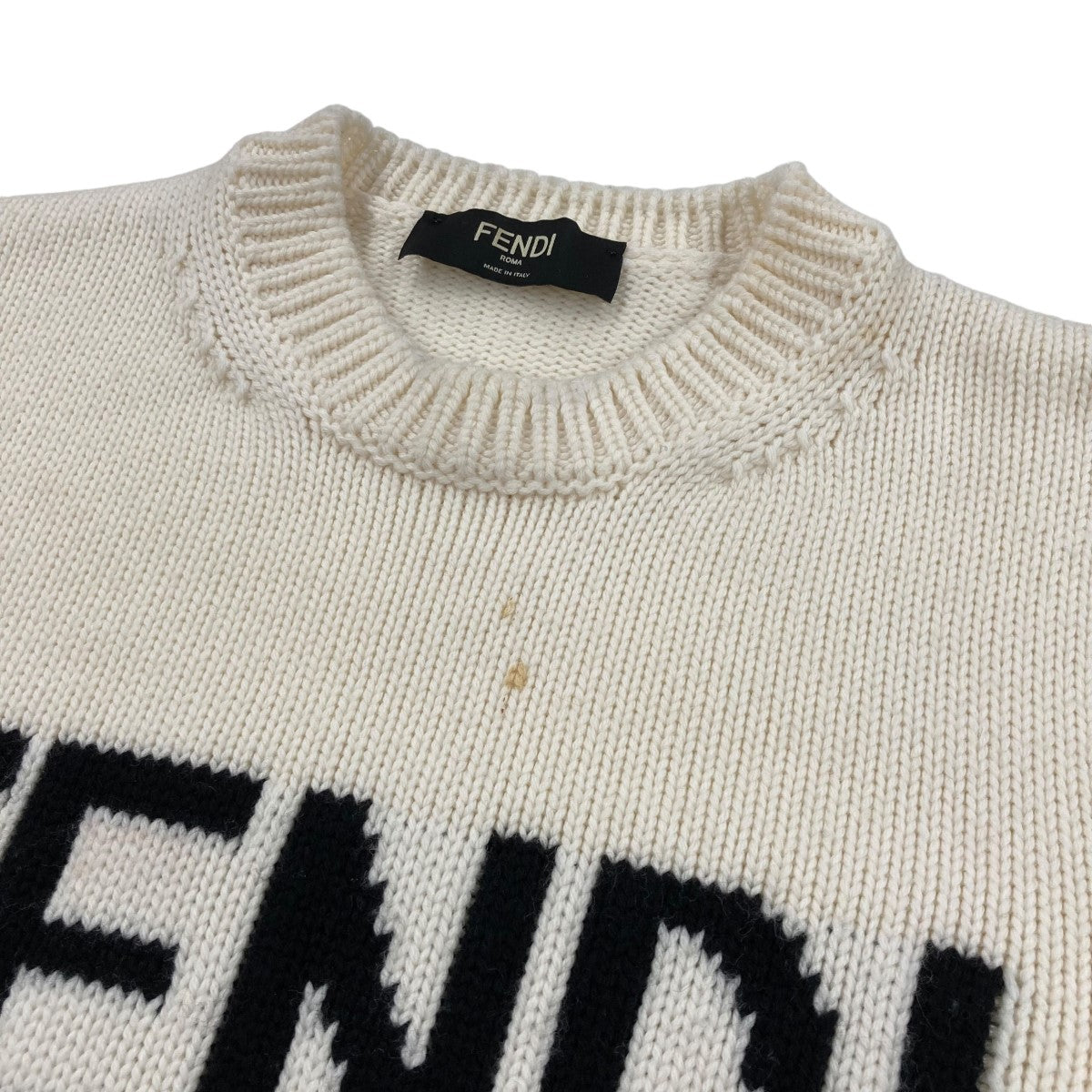 FENDI(フェンディ) Logo Intersia KnitロゴニットFZZ387 A3M3 FZZ387 A3M3 アイボリー サイズ  50｜【公式】カインドオルオンライン ブランド古着・中古通販【kindal】