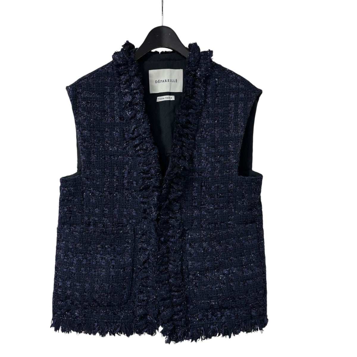 DEPAREILLE(デパリエ) LAME TWEED RUFFLE GILETフリル使いジレ