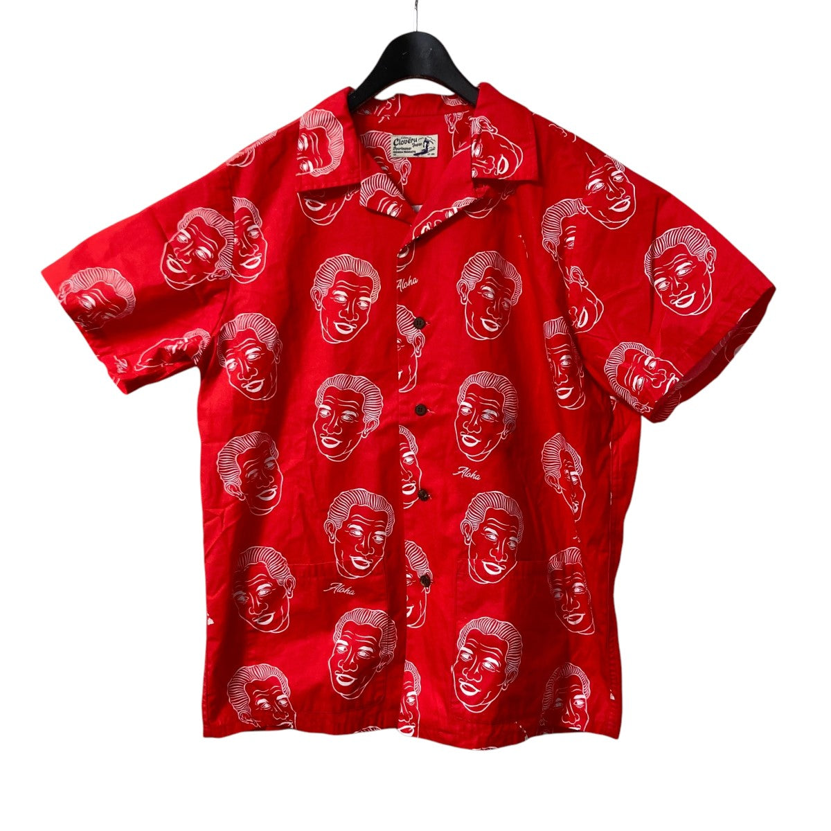 cloveru(クローバル) コットンアロハシャツ レッド サイズ M/L cloveru(クローバル) コットンアロハシャツ レッド サイズ M/L