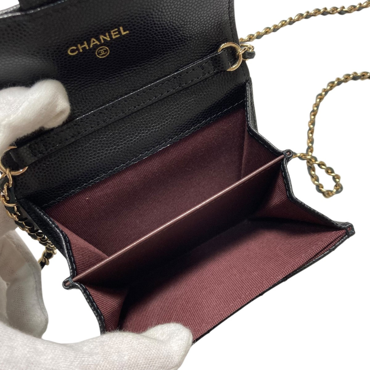 CHANEL(シャネル) チェーンクラッチ キャビアスキン財布 - ブラック 